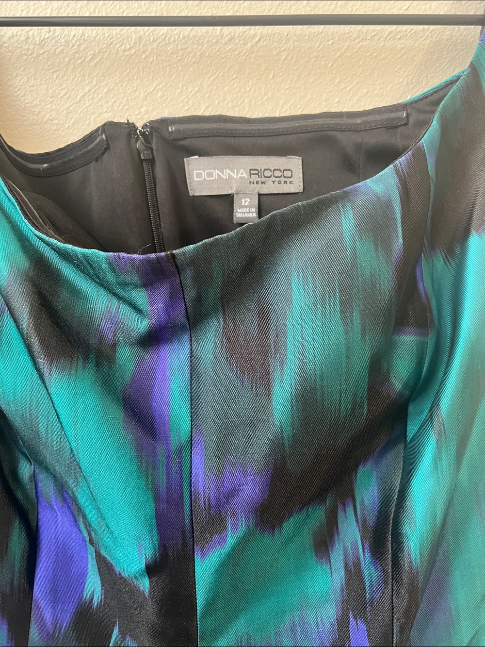 Donna Morgan Teal, Purple & Black Fit-and-Flare Dress - Picture 2 of 7